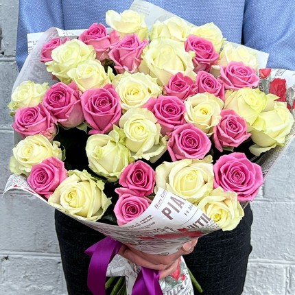 Букет "Розалита" из белых и розовых роз - заказать с доставкой в Киржач